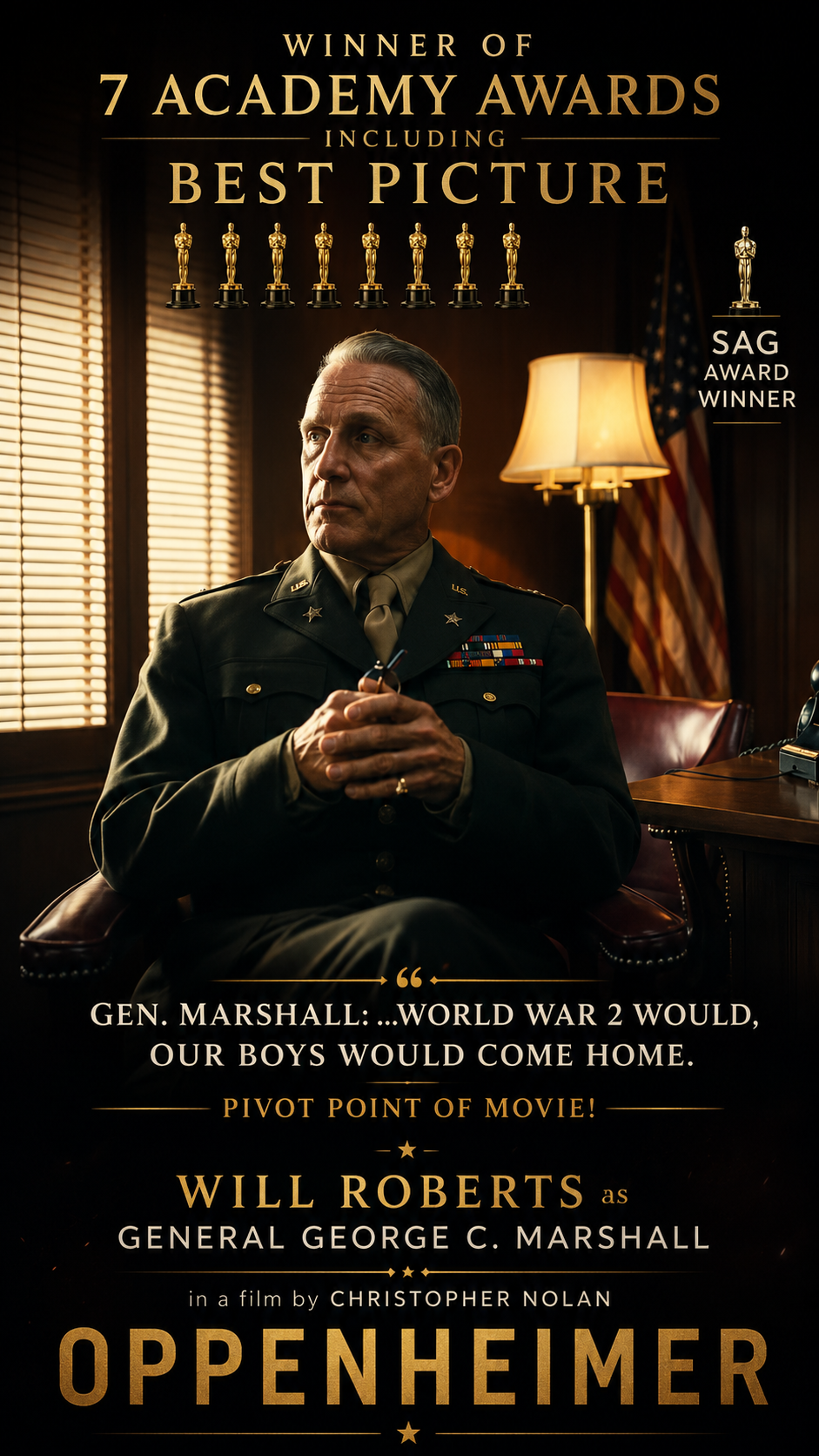 Will Roberts as General George C. Marshall in Oppenheimer